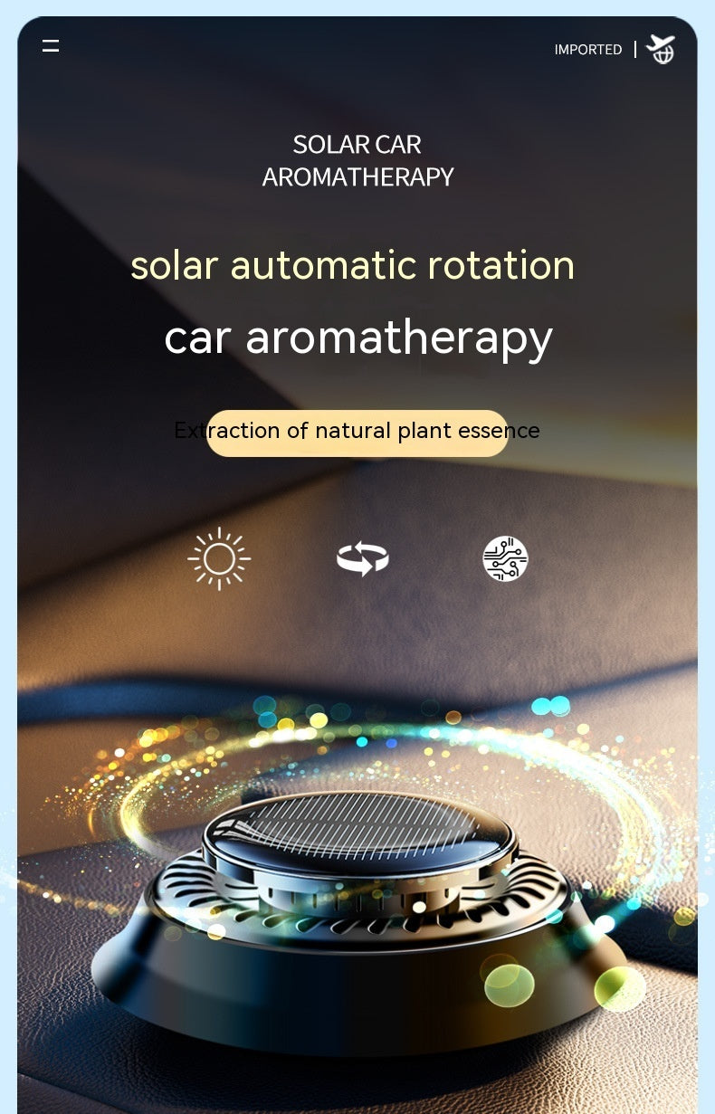 Portable Kinetic Car Air Freshener – Solar Powered Double Ring Rotating Fragrance Diffuser