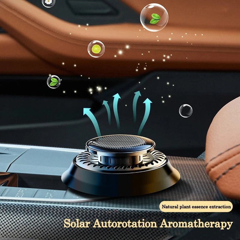Portable Kinetic Car Air Freshener – Solar Powered Double Ring Rotating Fragrance Diffuser