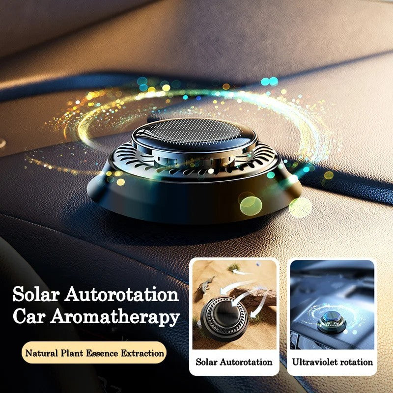 Portable Kinetic Car Air Freshener – Solar Powered Double Ring Rotating Fragrance Diffuser