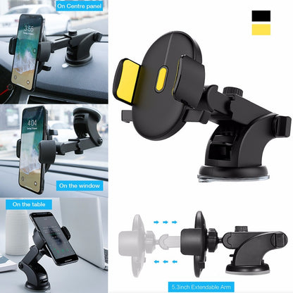 Telescopic Car Phone Holder with Suction Cup – Adjustable Dashboard Mount
