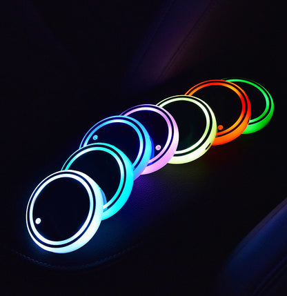 Colorful LED Cup Holder Coaster – Solar & USB Charging, Non-Slip Ambient Light for Car